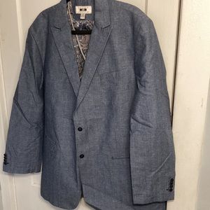 Blue plaid linen-cotton blazer Joseph Abboud XXL